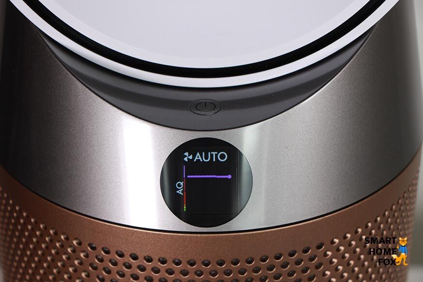 Der Automatik-Modus wird auf dem Display des Dyson Purifier Cool Formaldehyd Luftreiniger und Turmventilator angezeigt.